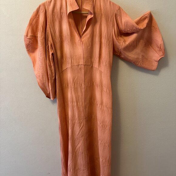 Rachel Comey Amplus Dress Light Pink Pucker Fabric, Puff Sleeve, Midi Length Wom - Picture 2 of 6